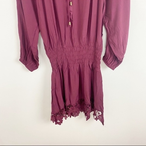 Muche et Muchette Burgundy One Size Long Sleeve Lightweight Boho Dress NEW - Picture 7 of 7